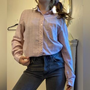 Pink pastel Checkered button down vintage blouse